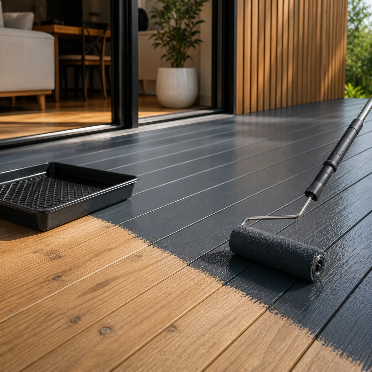 Deck staining and timber restoration on a Geelong outdoor deck