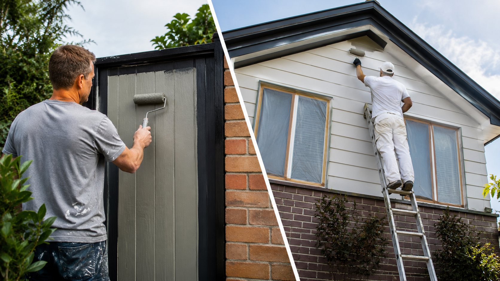 Homeowner comparing DIY exterior painting versus hiring a professional painter in Geelong