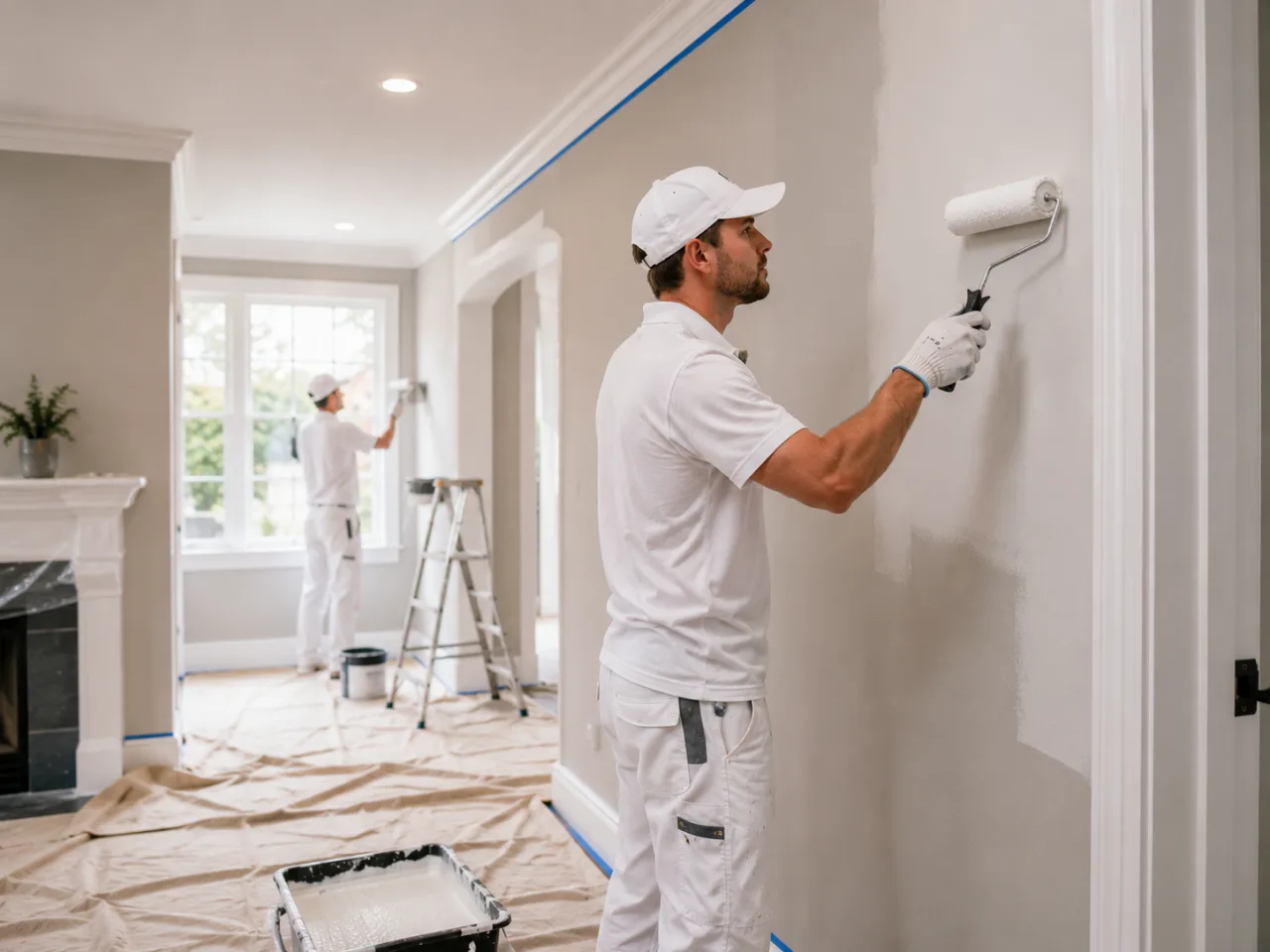 Experienced local painter applying a smooth finish in a Geelong home interior, demonstrating quality preparation