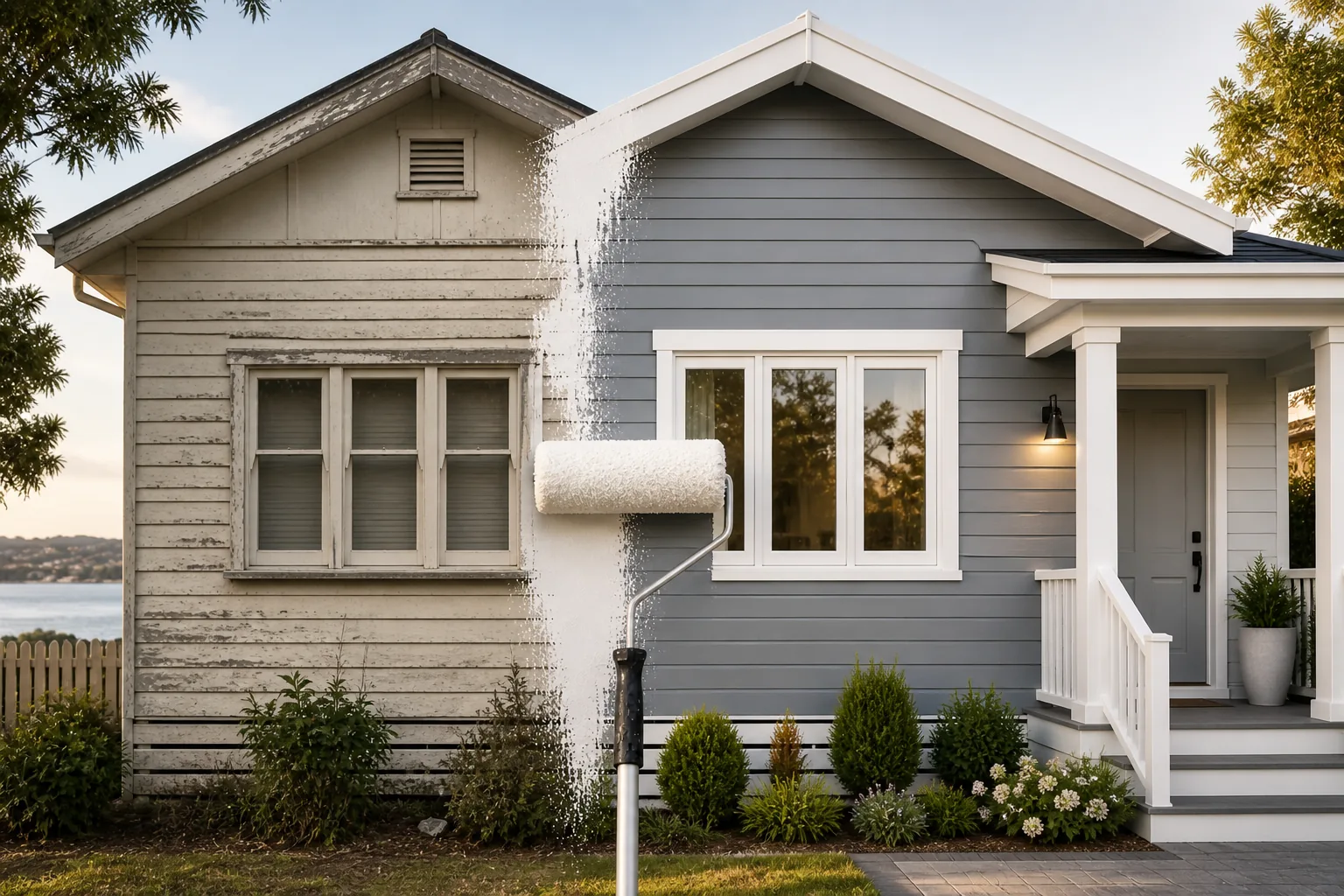 Exterior house painting on a weatherboard home in Geelong