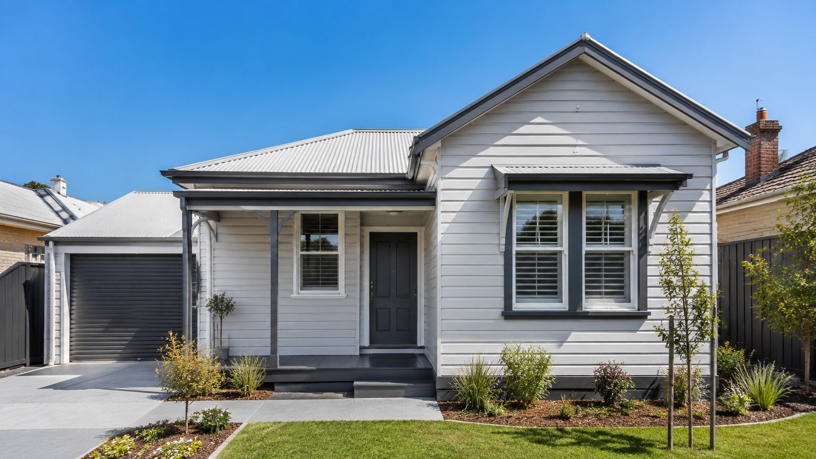 Freshly painted weatherboard house exterior in Geelong with a durable acrylic finish