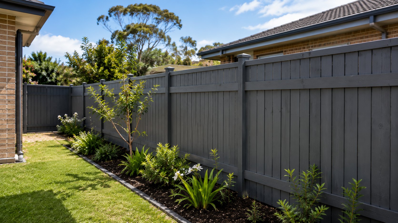 Freshly painted timber fence in a Geelong home with an even, weather-protective finish