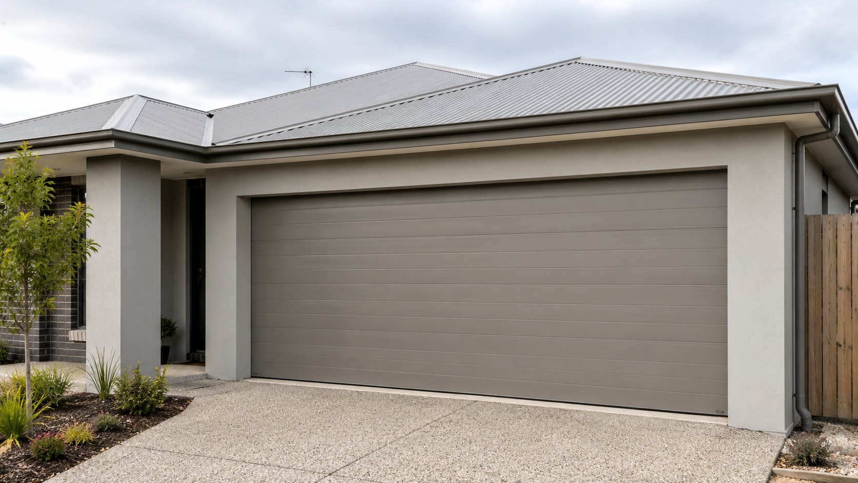 Freshly painted garage door and trims on a Geelong home with an updated curb appeal finish