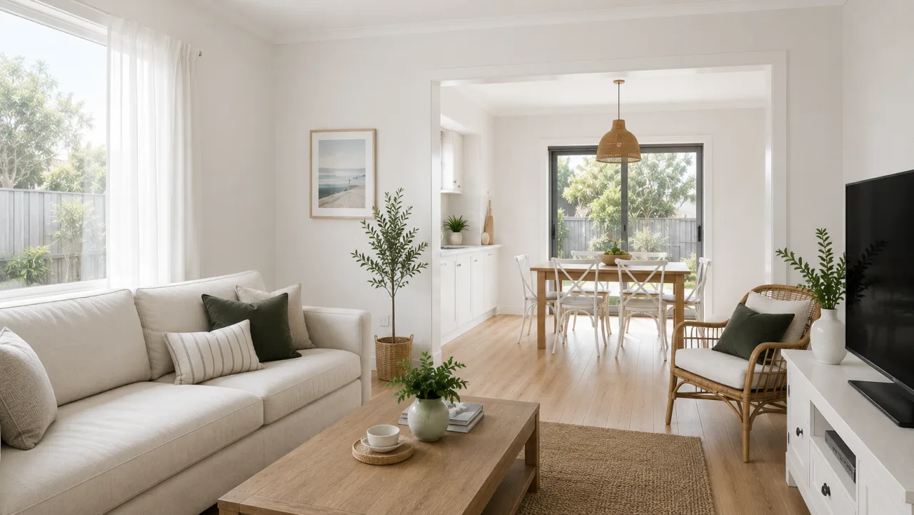 Interior house painting Geelong home with freshly painted living room walls
